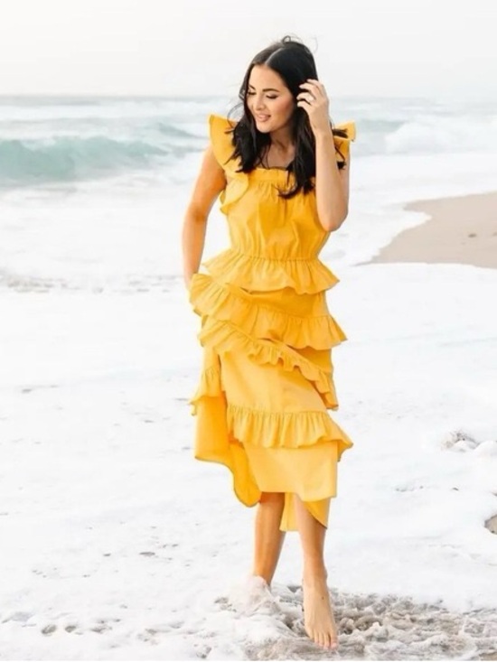 Rachel Parcell Dresses & Skirts - Rachel Parcell Tiered Cotton Poplin Ruffle Sleeve Midi Dress | Size 12